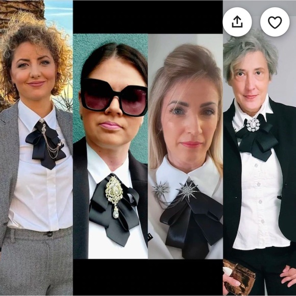 Elegant Brooch, Tie Necklace with embellishments in Beige, Black and Grey NWT - Picture 10 of 10